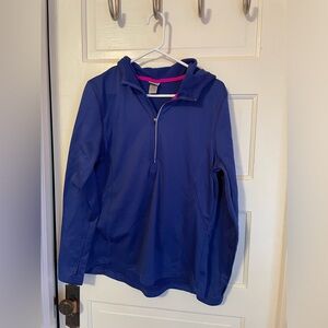 womens champion bright blue 1/2 zip hoodie - large